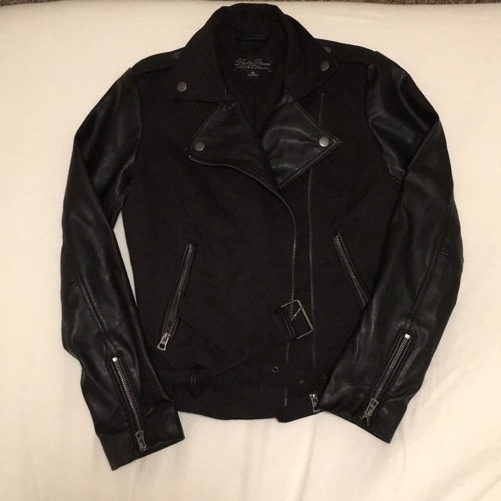 Lucky brand faux leather/cloth jacket